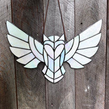 White Iridescent stained glass owl