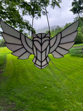 White Iridescent stained glass owl