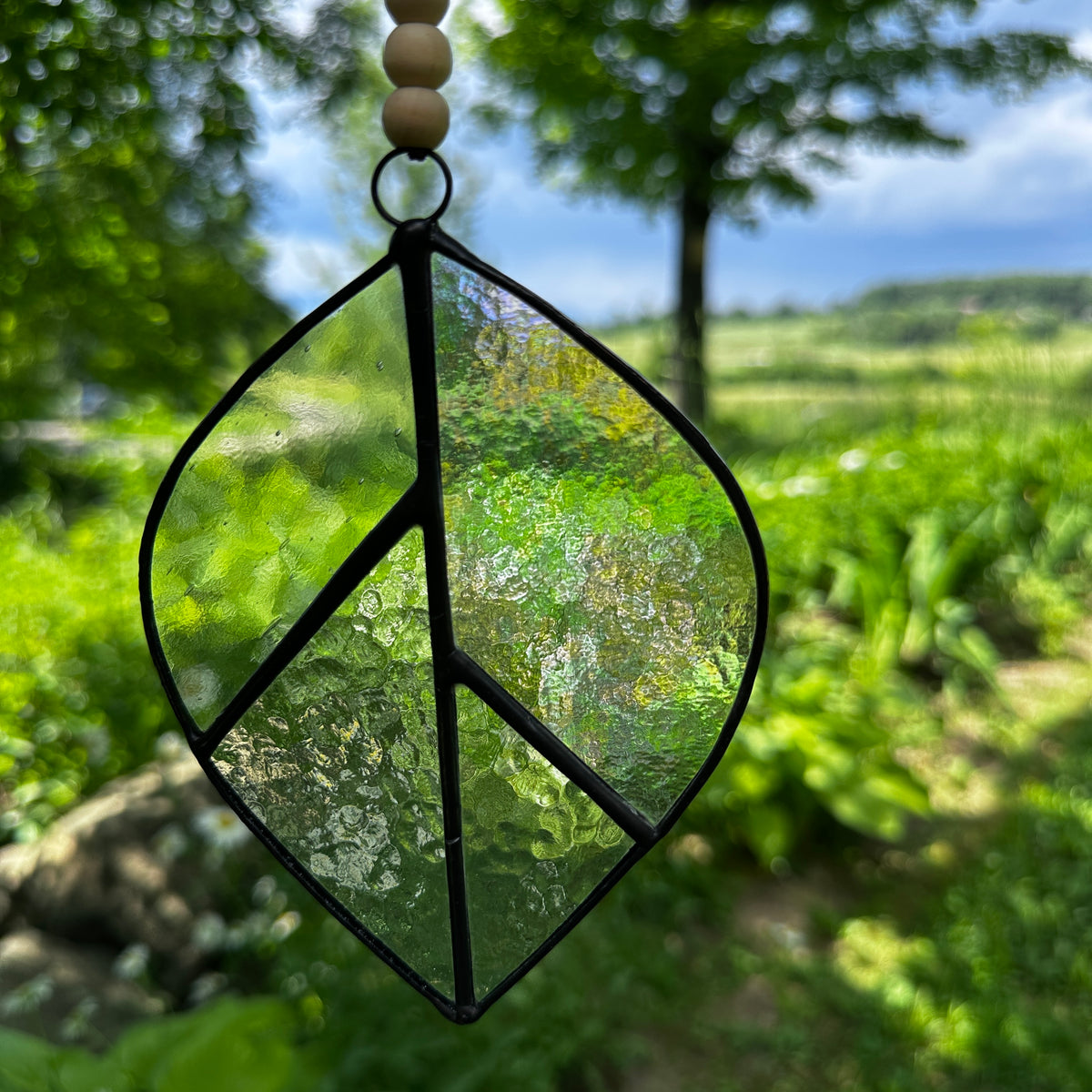 Stained glass leaf - clear iridescent – Root Studio