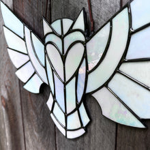 White Iridescent stained glass owl
