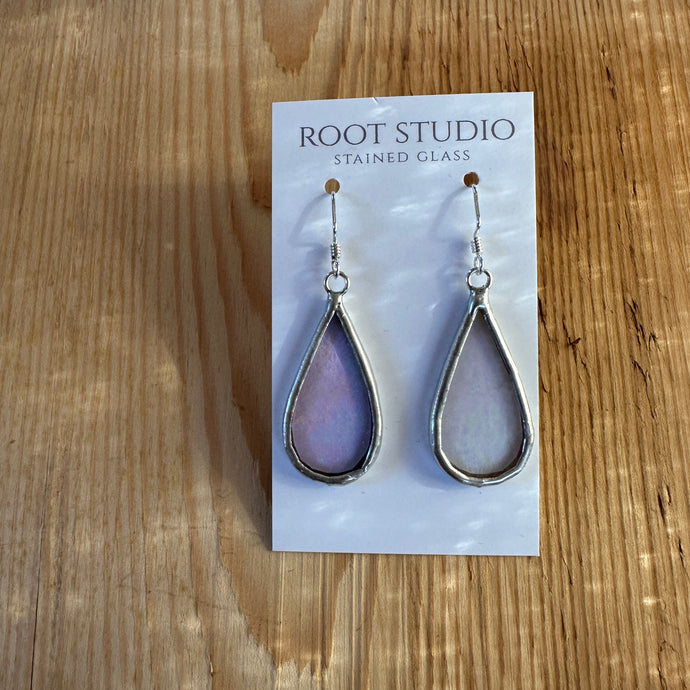 Medium teardrop stained glass earrings - iridescent