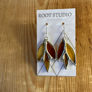 Leafy Stained Glass Earrings - yellow/orange