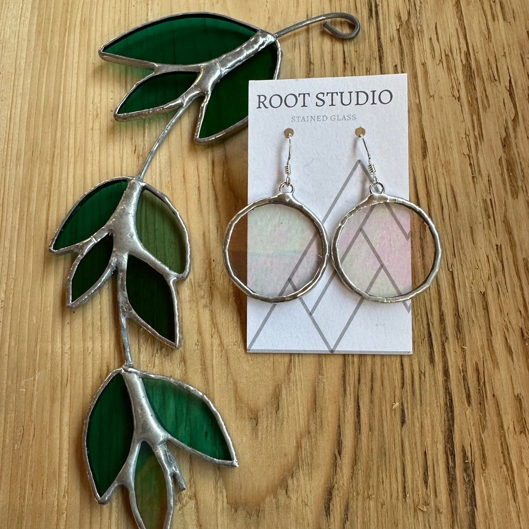 Large iridescent circle earrings