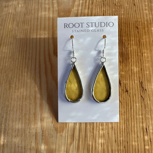 Small Teardrop shaped stained glass earrings - yellow