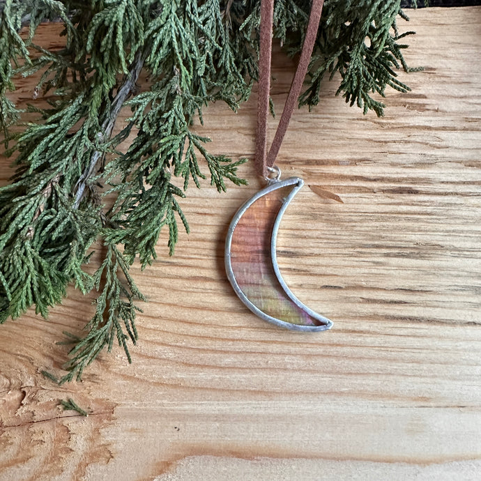 Stained Glass Crescent Moon Pendant