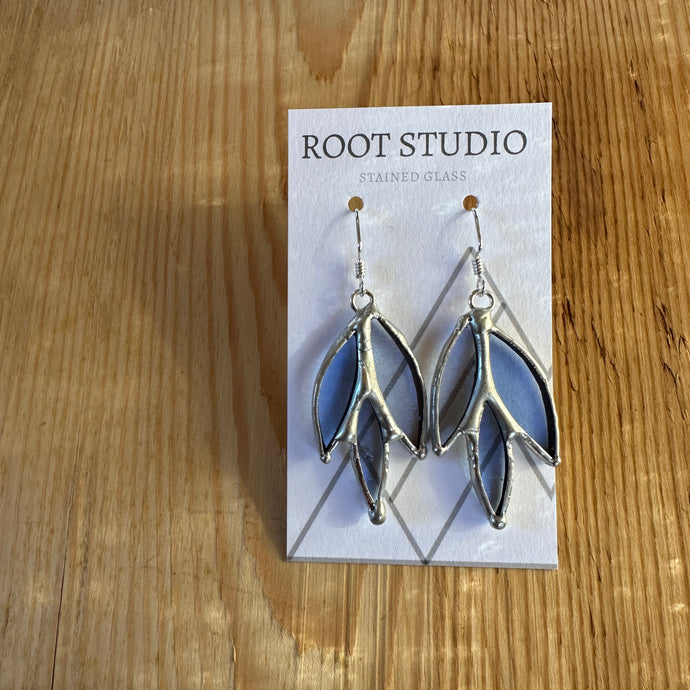 Leafy Stained Glass Earrings - periwinkle