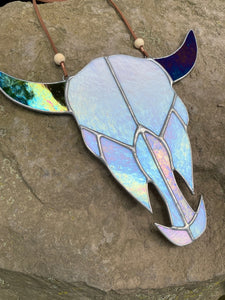 stained glass home decor cow skull handmade in vermont