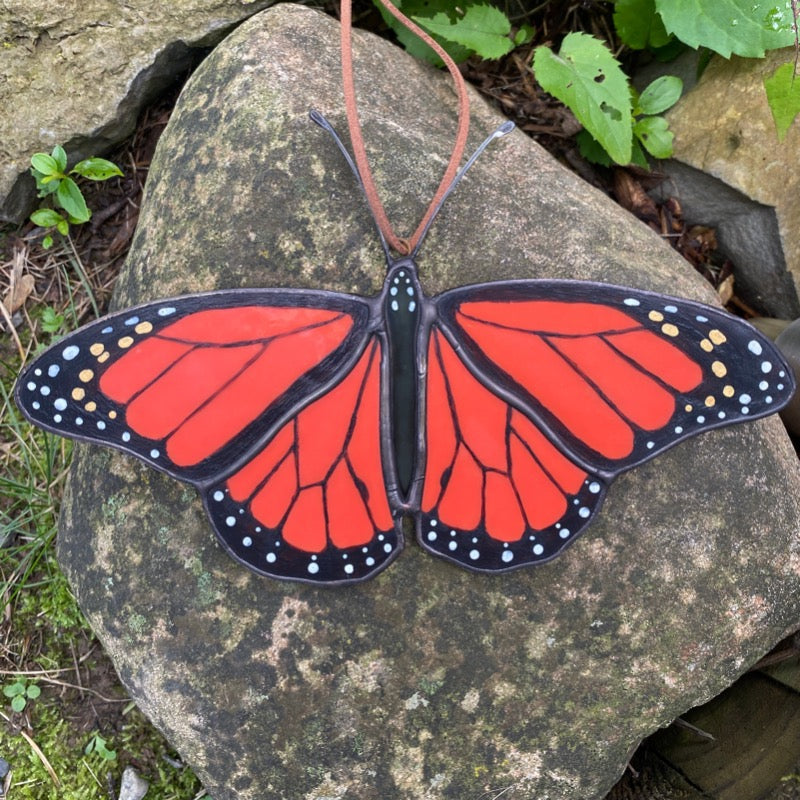 hand-painted monarch butterfly stained glass