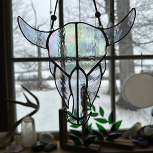 Stained Glass Cow Skull - iridescent