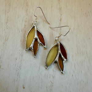 Leafy Stained Glass Earrings - yellow/orange