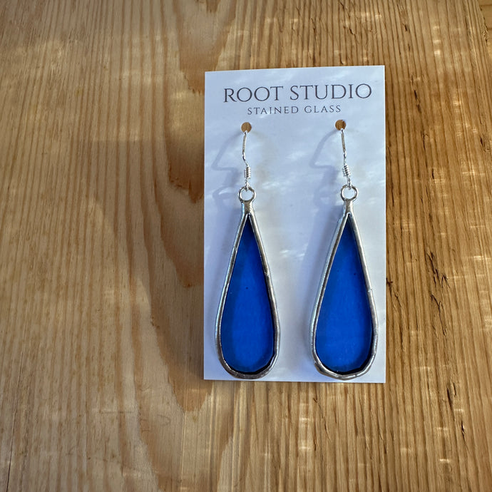Long Raindrop shaped stained glass earrings - periwinkle blue