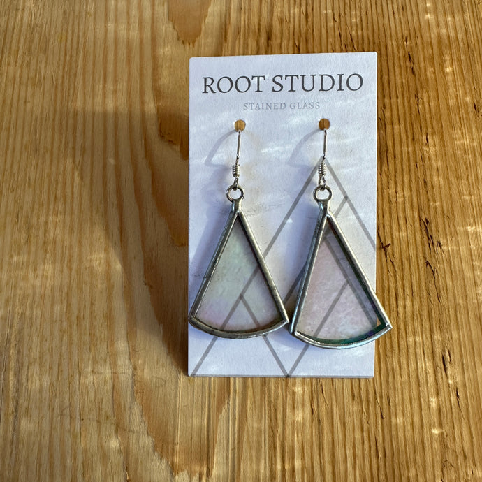 Fan shaped stained glass earrings - iridescent