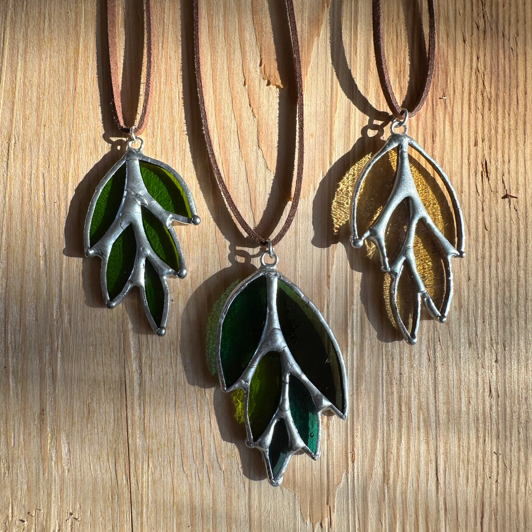 Leafy Stained Glass Pendants
