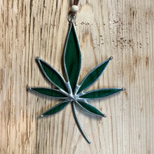 cannabis leaf stained glass suncatcher home decor 