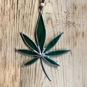 cannabis leaf stained glass suncatcher home decor 
