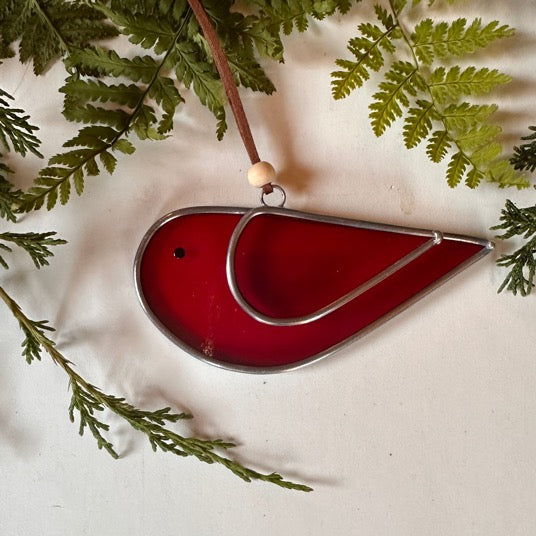 stained glass cardinal bird ornament