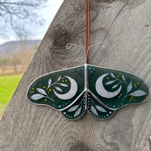 handpainted celestial and botanical stained glass butterfly suncatcher