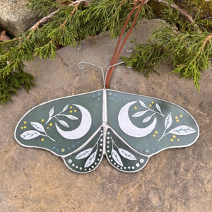 handpainted celestial and botanical stained glass butterfly suncatcher
