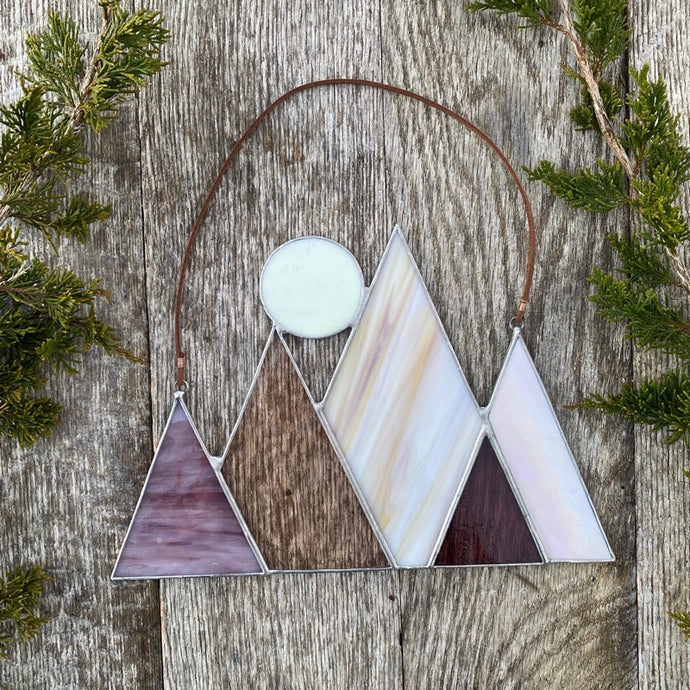 stained glass mountain and moon suncatcher