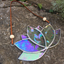 stained glass lotus home decor sun catcher. handmade in vermont by artist carrie root of the root studio. 