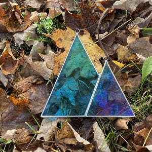 stained glass mini mountain home decor handmade in Vermont by root studio